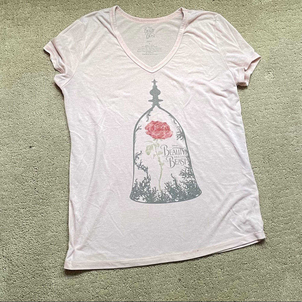 Light pink beauty and the beast t shirt